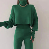 Modisches Zweiteiler Set mit Rollkragen Pullover und Hose – Trendiger Streetstyle Look
