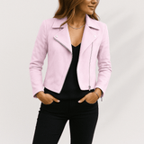 Vintage Bikerjacke aus Wildlederimitat – Stylische Übergangsjacke mit Reißverschlussdetails