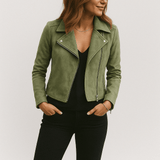 Vintage Bikerjacke aus Wildlederimitat – Stylische Übergangsjacke mit Reißverschlussdetails