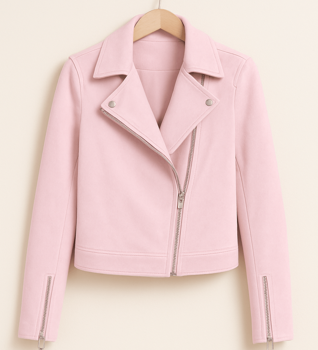 Vintage Bikerjacke aus Wildlederimitat – Stylische Übergangsjacke mit Reißverschlussdetails