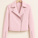 Vintage Bikerjacke aus Wildlederimitat – Stylische Übergangsjacke mit Reißverschlussdetails