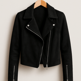 Vintage Bikerjacke aus Wildlederimitat – Stylische Übergangsjacke mit Reißverschlussdetails