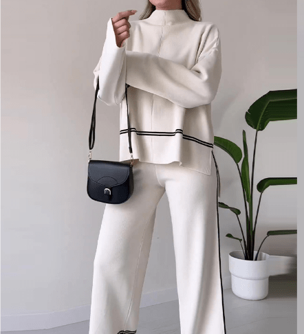Elegantes Zweiteiler Set mit Pullover und Hose – Moderner Freizeitlook