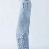 Trendige Wide-Leg Jeans mit Herz-Patch-Details