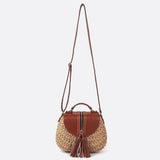 Lina | Kleine Schultertasche aus Strohseil mit verstellbarem Riemen & Quasten-Detail – Crossbody Sommertasche
