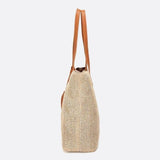 Mira | Große Strohtasche mit langen Tragehenkeln & Deko-Pompon – Sommerlicher Shopper aus Naturmaterial