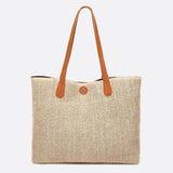 Mira | Große Strohtasche mit langen Tragehenkeln & Deko-Pompon – Sommerlicher Shopper aus Naturmaterial