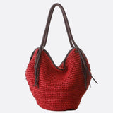 Mira | Weiche Strohtasche mit geflochtenem Schulterriemen & Lederfransen – Boho-Sommertasche für Damen