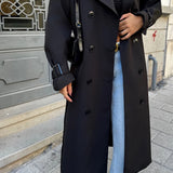 Marie | Schwarzer Trenchcoat im eleganten Design für Damen