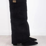 Evy | Elegante Damenstiefel aus hochwertigem Suede mit goldenen Akzenten